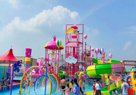 Fibra de vidrio Aqua Playground Park del estilo del caramelo para la familia interactiva del adolescente