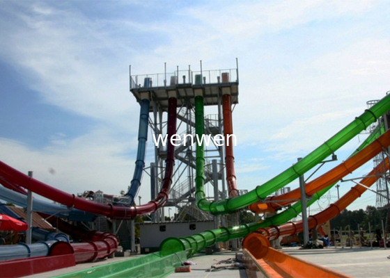 Estructura de acero material modificada para requisitos particulares diapositiva comercial de la fibra de vidrio del parque del agua